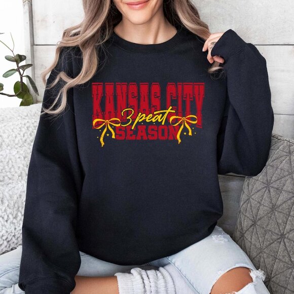 Chiefs 3Peat Sweatshirt, KC Football Champion Crewneck - Picture 1 of 2